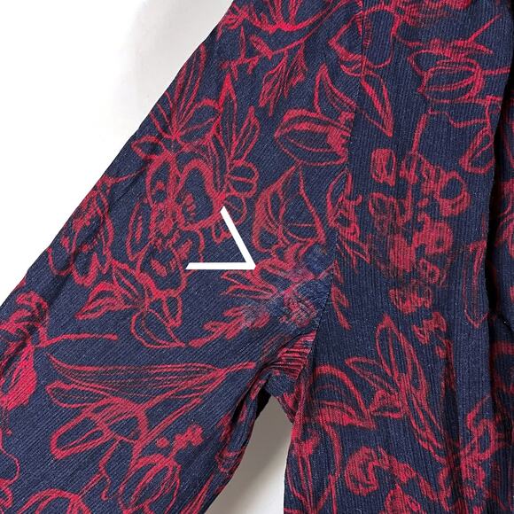 Jason Wu Print Midi Shirt Dress Blue Red Tie Neck Button Front Long Sleeve Sz 6‎ - Picture 9 of 15